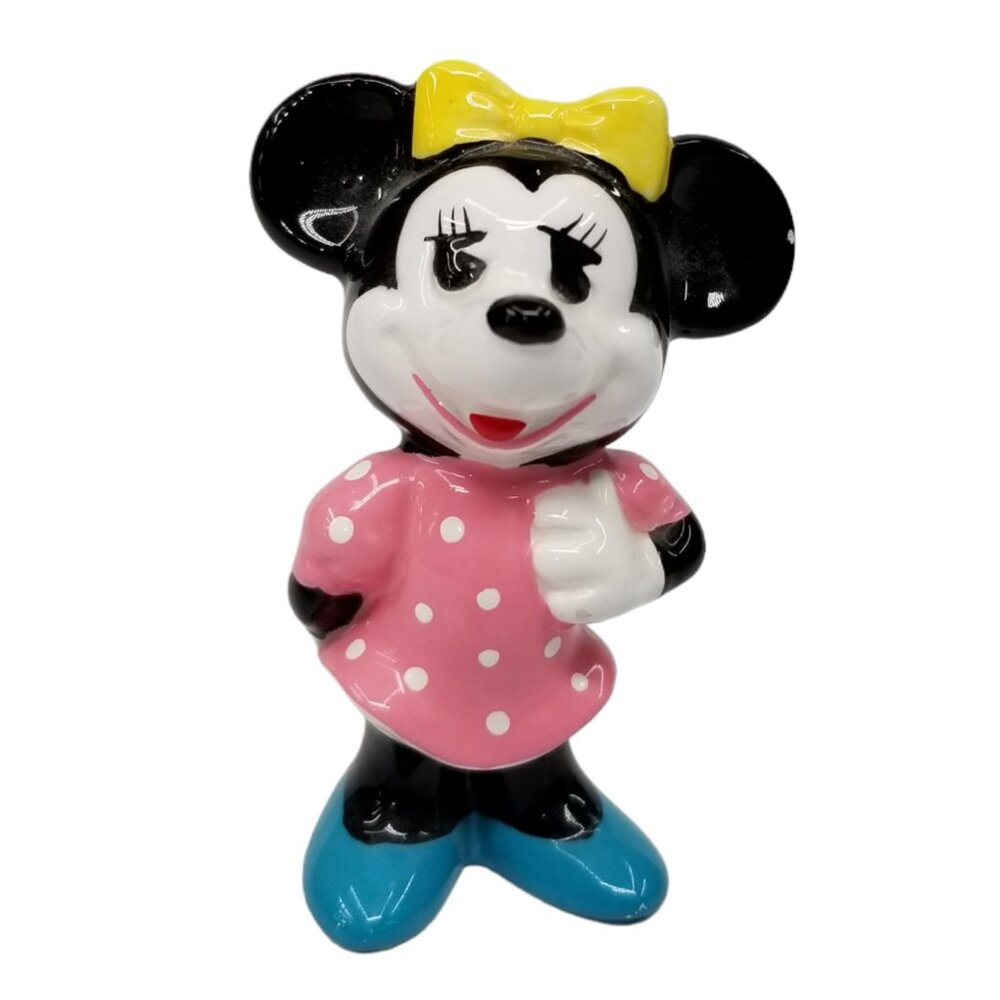 Vtg Disney Minnie Mouse Mini Figurine Painted Standing 2"